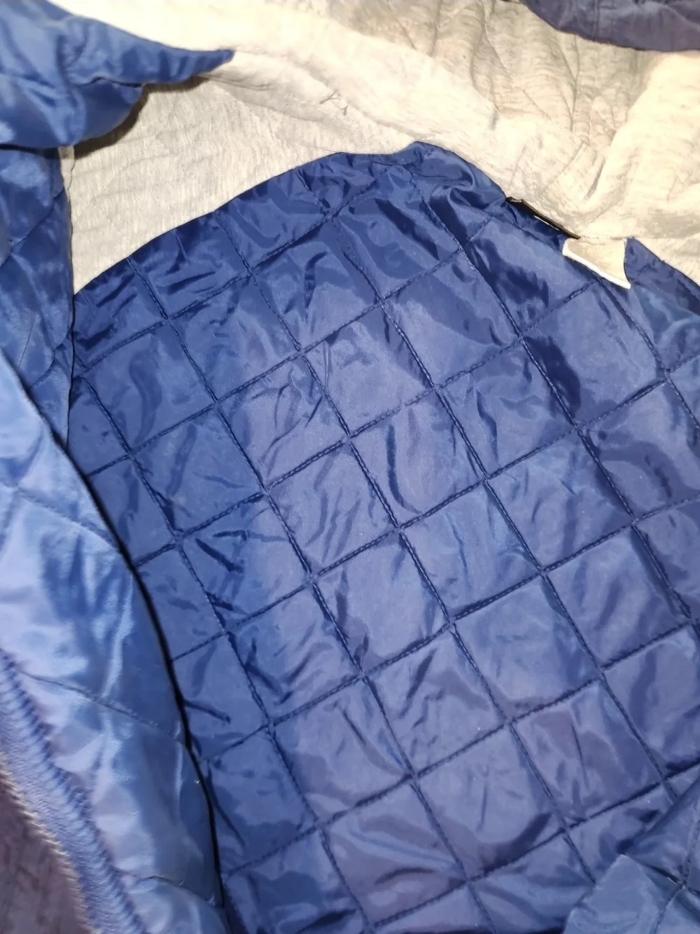 Vintage 90s Nike Jacket Large Navy Blue Full Zip Hooded Big Swoosh  Quilt  Lined